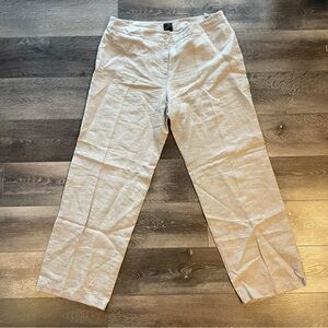 Eileen Fisher Pants Womens size L Tan Linen straight Leg pockets organic Natural